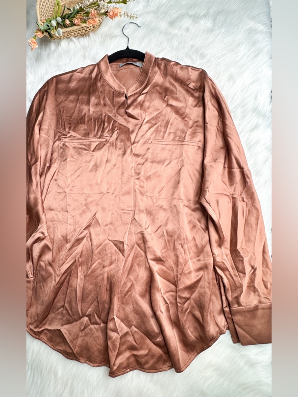 Vince Silk Top in Warm Copper Small